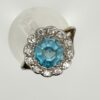 Pre Owned18ct White Gold Blue Zircon & Diamond Cluster Ring