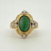 Pre Owned 18ct Yellow Gold Jade & Diamond Ring - Image 5