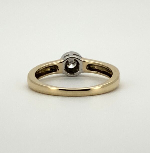 Pre Owned 9ct Two Colour Gold Rub Over Diamond Ring 0.15ct - Image 2