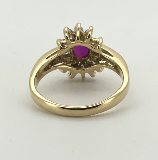 Pre Owned 18ct Claw Set Ruby & Diamond Cluster Ring - Image 3