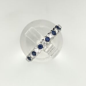 18ct White Gold Sapphire & Diamond Half Eternity Ring