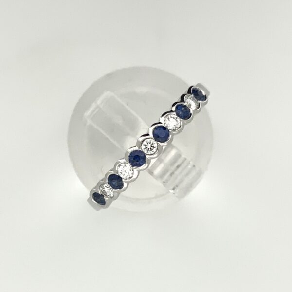 18ct White Gold Sapphire & Diamond Half Eternity Ring