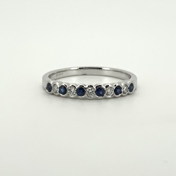 18ct White Gold Sapphire & Diamond Half Eternity Ring - Image 2