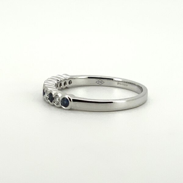 18ct White Gold Sapphire & Diamond Half Eternity Ring - Image 4