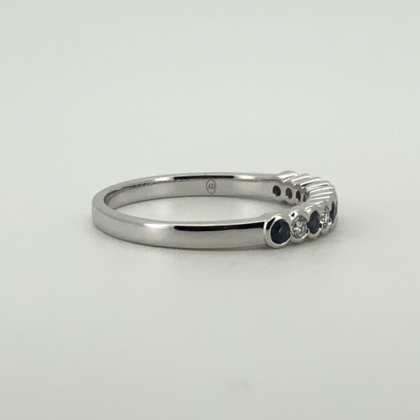 18ct White Gold Sapphire & Diamond Half Eternity Ring - Image 3