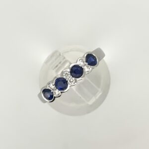 9ct White Gold Sapphire & Diamond Half Eternity Ring
