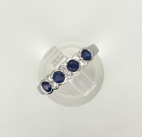 9ct White Gold Sapphire & Diamond Half Eternity Ring