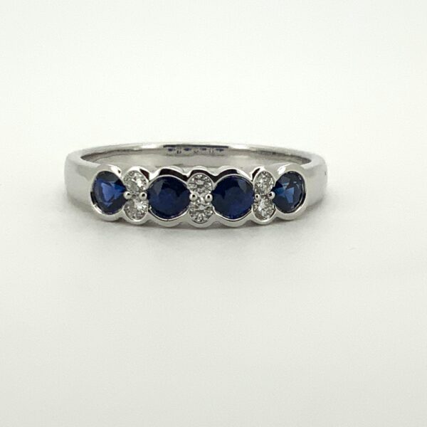 9ct White Gold Sapphire & Diamond Half Eternity Ring - Image 6