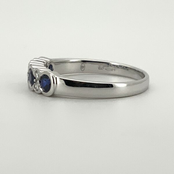 9ct White Gold Sapphire & Diamond Half Eternity Ring - Image 5