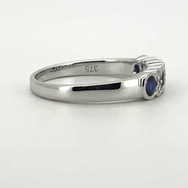 9ct White Gold Sapphire & Diamond Half Eternity Ring - Image 4