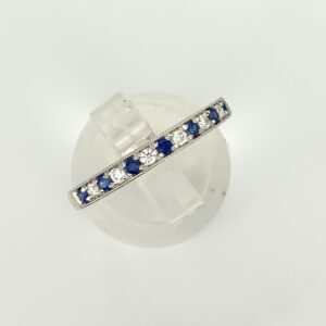 18ct Two Colour Gold Sapphire & Diamond Half Eternity Ring