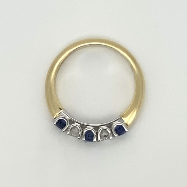 18ct Two Colour Gold Sapphire & Diamond 5 Stone Ring - Image 5