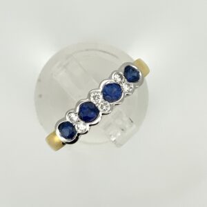 18ct Sapphire & Diamond 10 Stone Eternity Style Ring