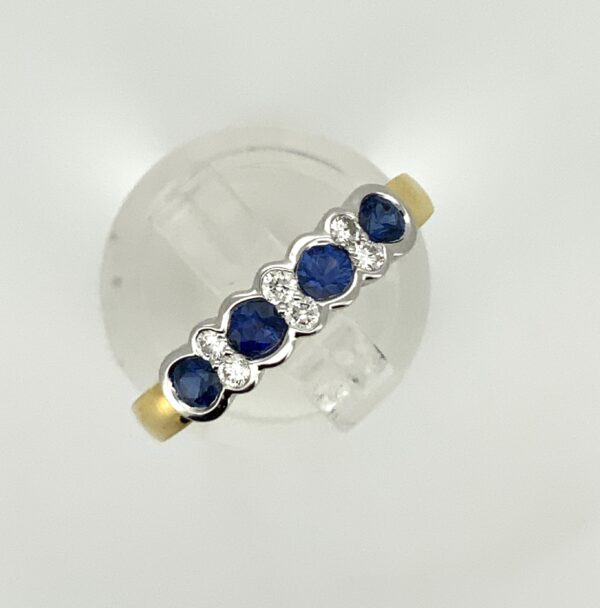 18ct Sapphire & Diamond 10 Stone Eternity Style Ring