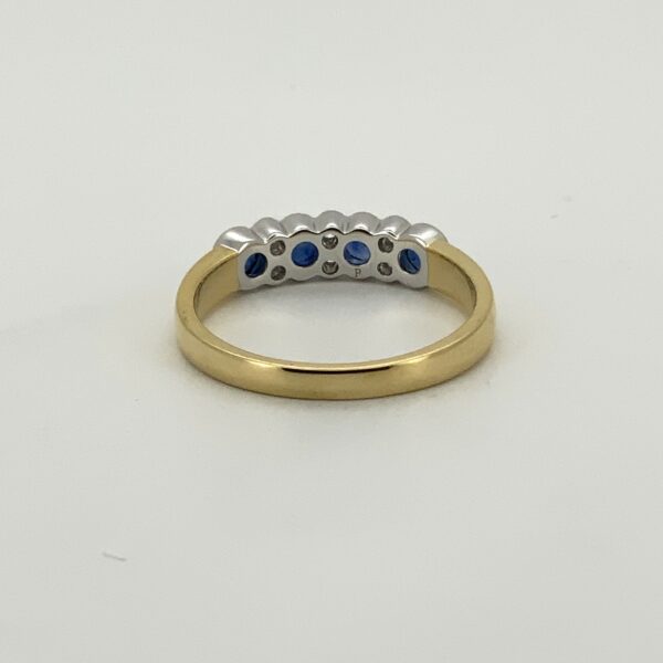 18ct Sapphire & Diamond 10 Stone Eternity Style Ring - Image 5