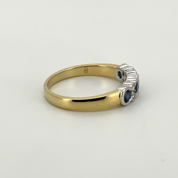 18ct Sapphire & Diamond 10 Stone Eternity Style Ring - Image 4