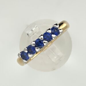 Pre Owned 18ct 2 Colour 5 Sapphire Ring