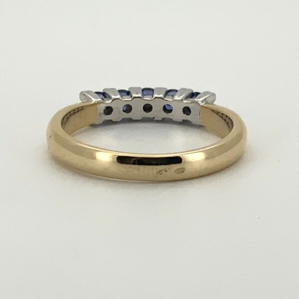 Pre Owned 18ct 2 Colour 5 Sapphire Ring - Image 6