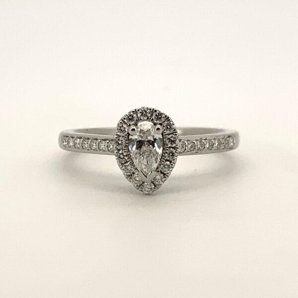 Platinum Pear Shape Diamond Cluster Ring 0.42ct - Image 4