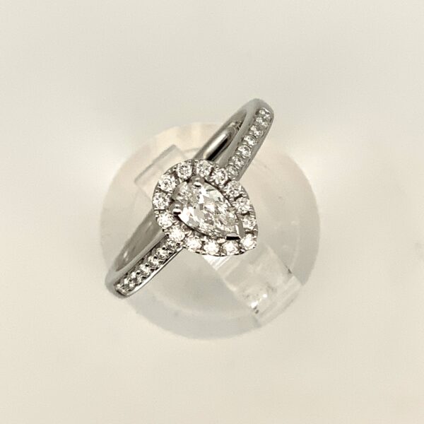 Platinum Pear Shape Diamond Cluster Ring 0.42ct