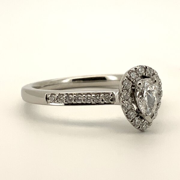 Platinum Pear Shape Diamond Cluster Ring 0.42ct - Image 5