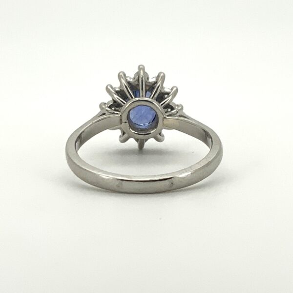 Pre Owned Platinum Sapphire & Diamond Cluster Ring - Image 6
