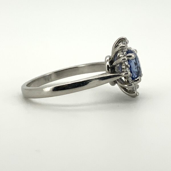 Pre Owned Platinum Sapphire & Diamond Cluster Ring - Image 4