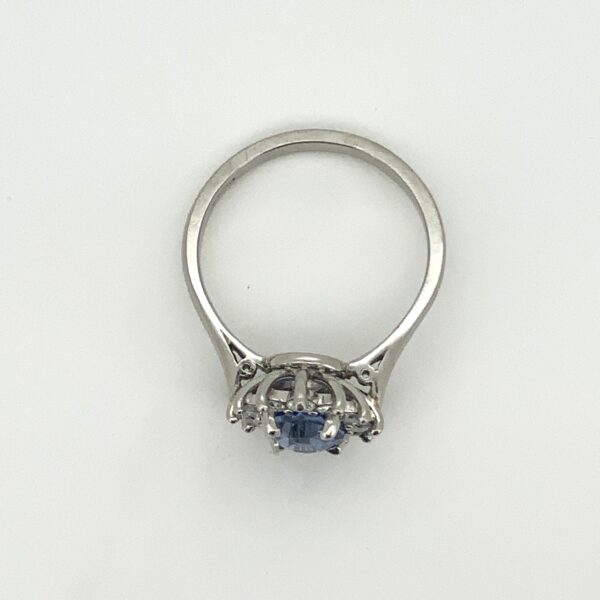 Pre Owned Platinum Sapphire & Diamond Cluster Ring - Image 5